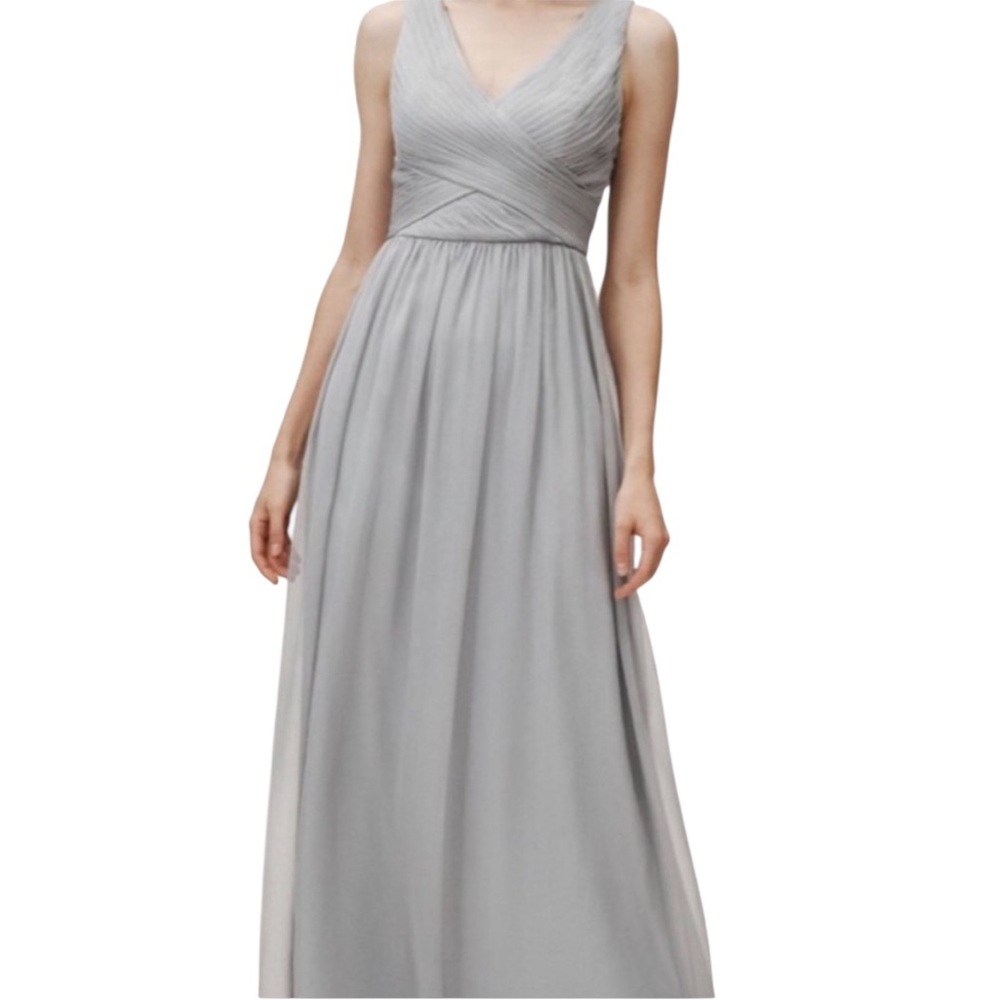 BHLDN ANTHRO Neutral Gray Formal MINIMALIST CHIC ETHEREAL Floor Maxi Dress L